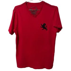 Express Embroidered Lion V-neck Short SleeveTshirt